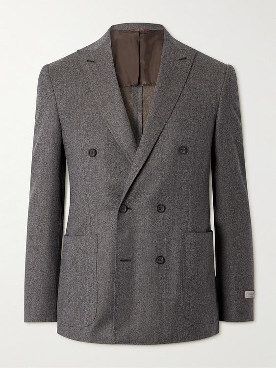 Dark brown double-breasted suit jacket from Canali