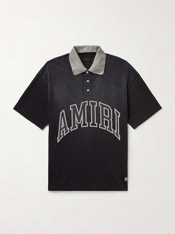 Print black short sleeve polo shirt from Amiri