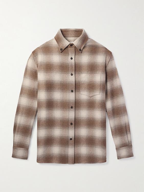 Checkered grey flannel shirt from Loro Piana