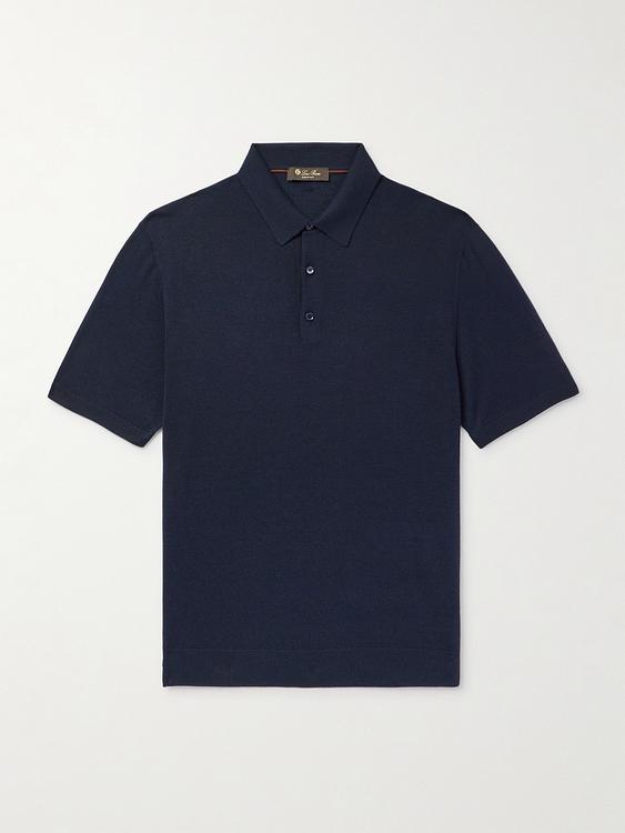 Black short sleeve polo shirt from Loro Piana
