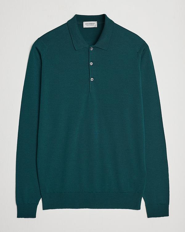Teal long sleeve polo shirt from John Smedley