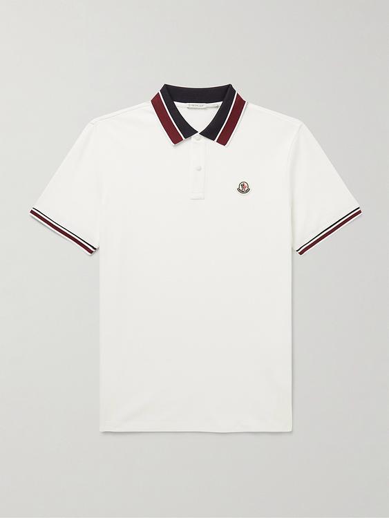 White short sleeve polo shirt from Moncler