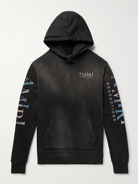 Print black hooded sweatshirt from Amiri