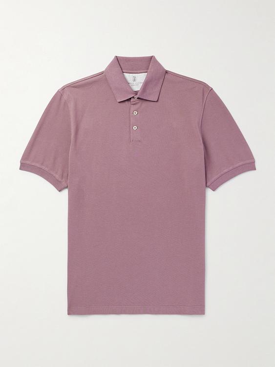 Light purple short sleeve polo shirt from Brunello Cucinelli