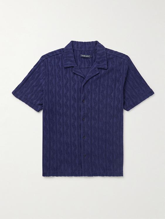 Dark blue short sleeve polo shirt from Frescobol Carioca