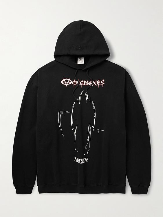 Print black hooded sweatshirt from Vetements