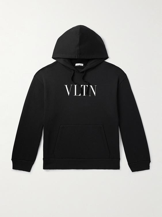 Print black hooded sweatshirt from Valentino Garavani