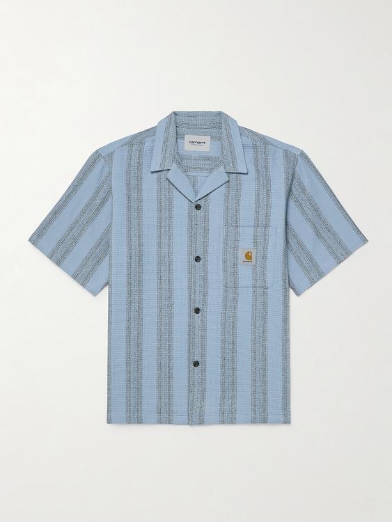 Striped light blue short sleeve shirt from Carhartt Wip