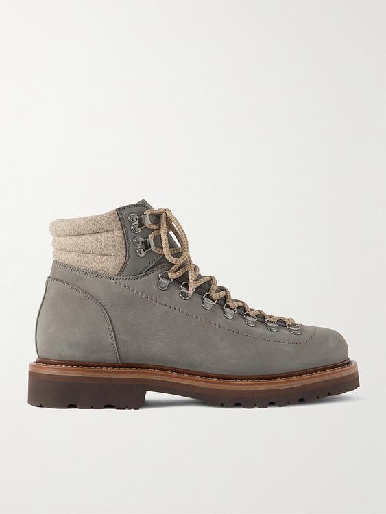 Grey lace-up boots from Brunello Cucinelli