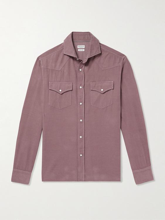 Purple casual shirt from Brunello Cucinelli