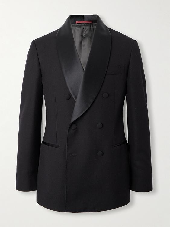 Black double-breasted tuxedo jacket from Brunello Cucinelli