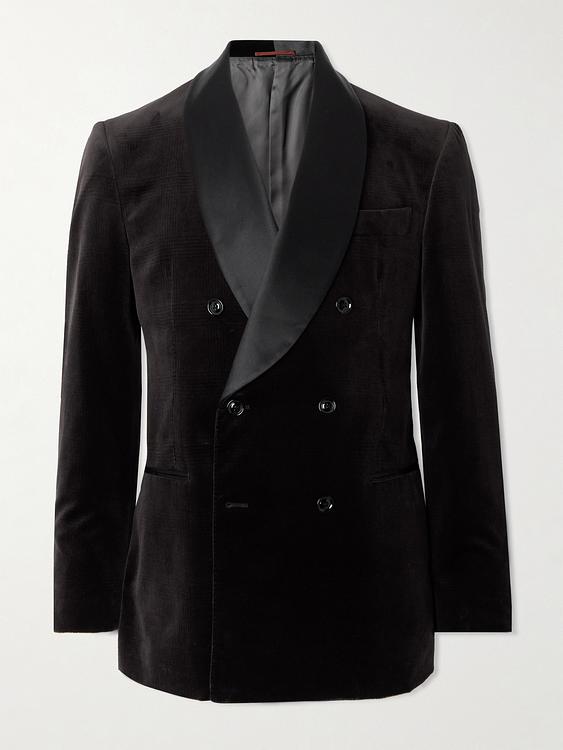 Black double-breasted tuxedo jacket from Brunello Cucinelli