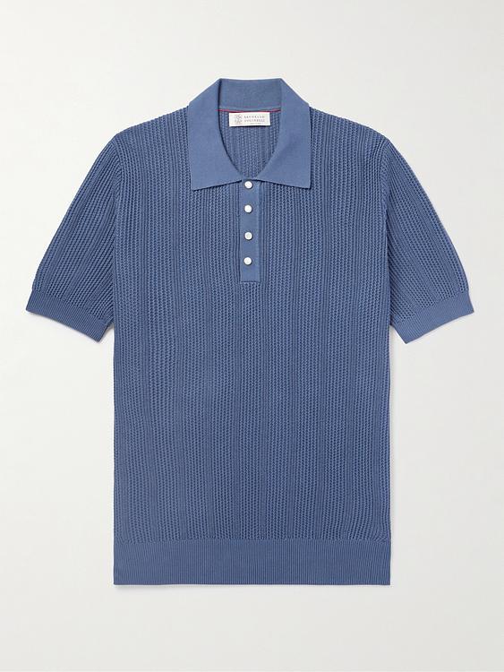 Blue short sleeve polo shirt from Brunello Cucinelli