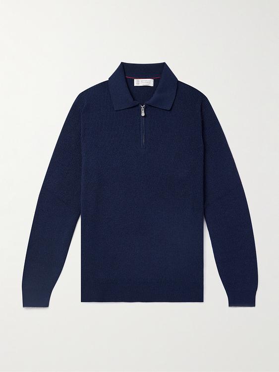 Dark blue half-zip from Brunello Cucinelli