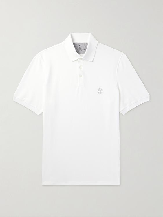 White short sleeve polo shirt from Brunello Cucinelli