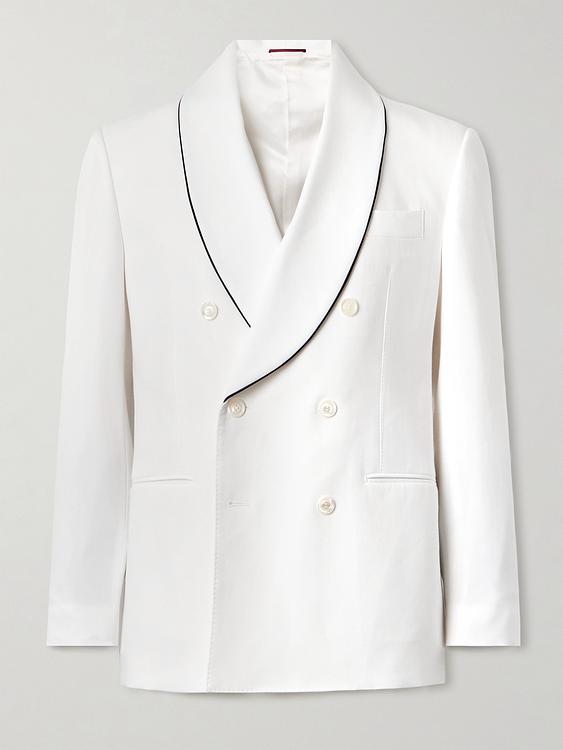 White double-breasted tuxedo jacket from Brunello Cucinelli