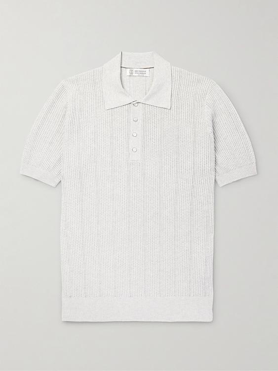 White short sleeve polo shirt from Brunello Cucinelli