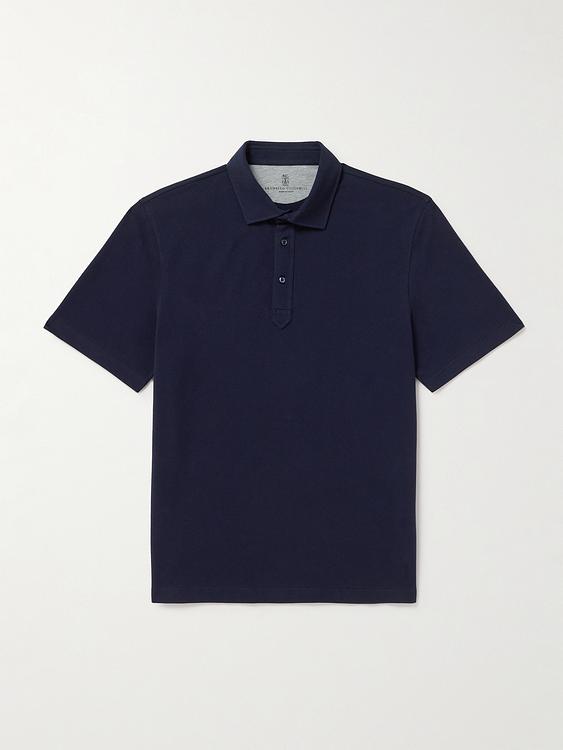 Dark blue short sleeve polo shirt from Brunello Cucinelli