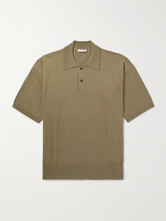 Taupe short sleeve polo shirt from The Row