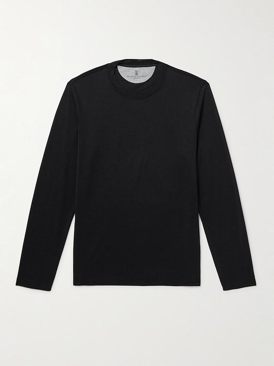 Black long sleeve t-shirt from Brunello Cucinelli