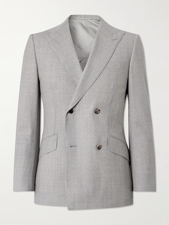 Grey double-breasted suit jacket from Kingsman