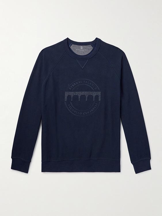 Print dark blue sweatshirt from Brunello Cucinelli