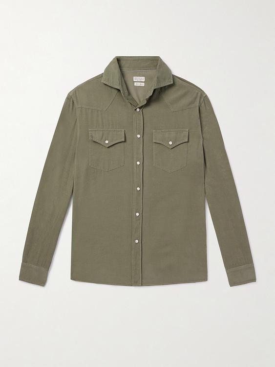 Taupe casual shirt from Brunello Cucinelli