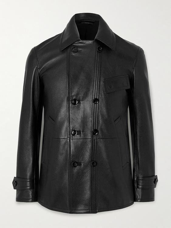 Black leather jacket from Tom Ford
