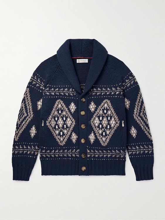 Dark blue cardigan from Brunello Cucinelli