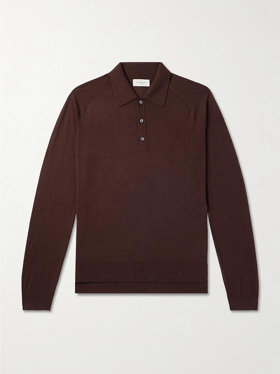 Brown long sleeve polo shirt from Piacenza 1733