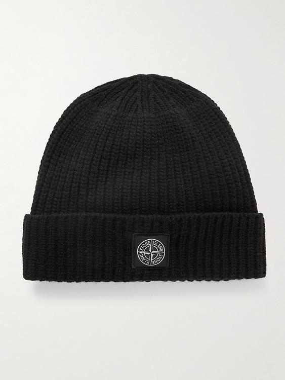 Black beanie from Stone Island
