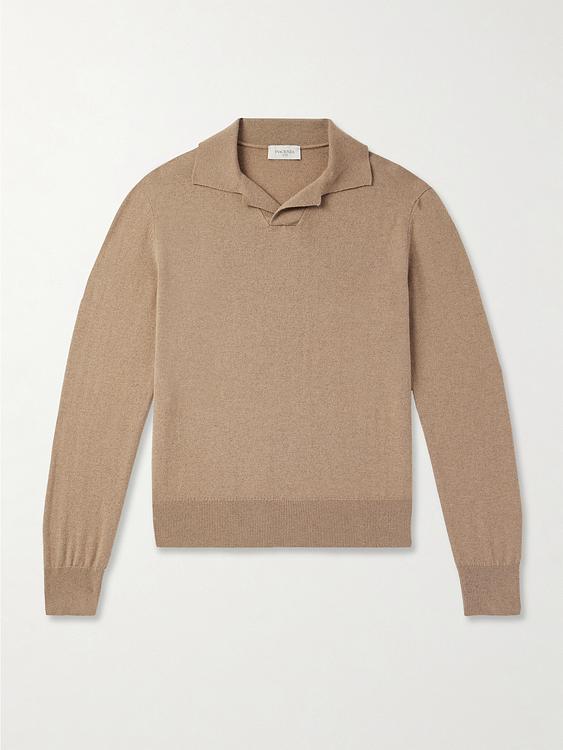 Brown long sleeve polo shirt from Piacenza 1733