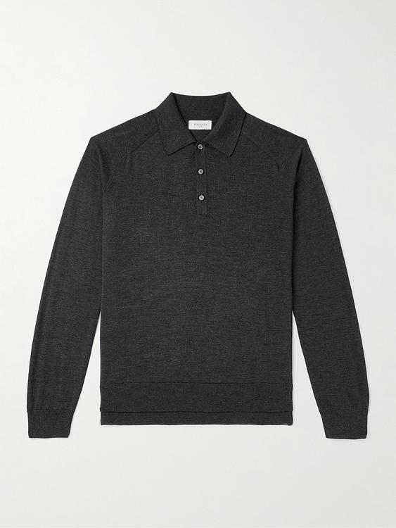 Black long sleeve polo shirt from Piacenza 1733
