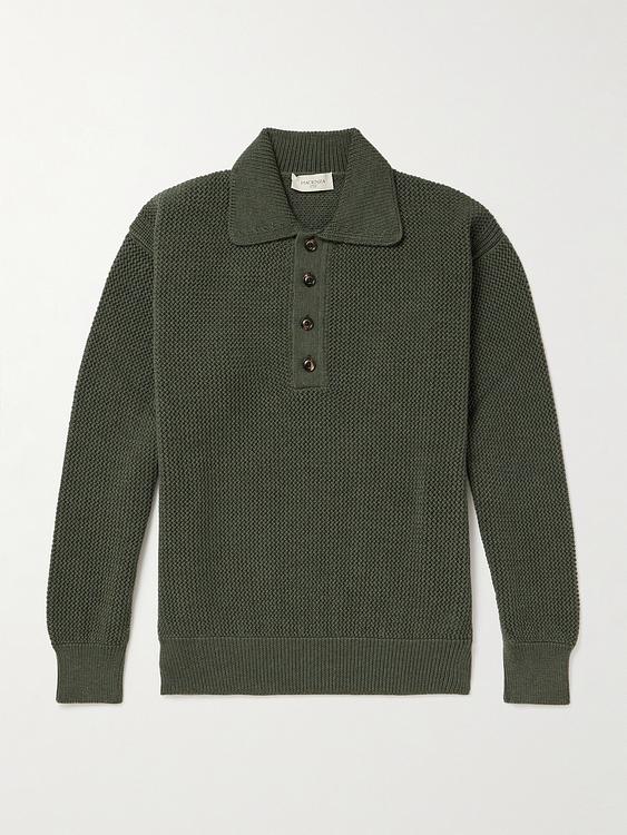 Dark green long sleeve polo shirt from Piacenza 1733