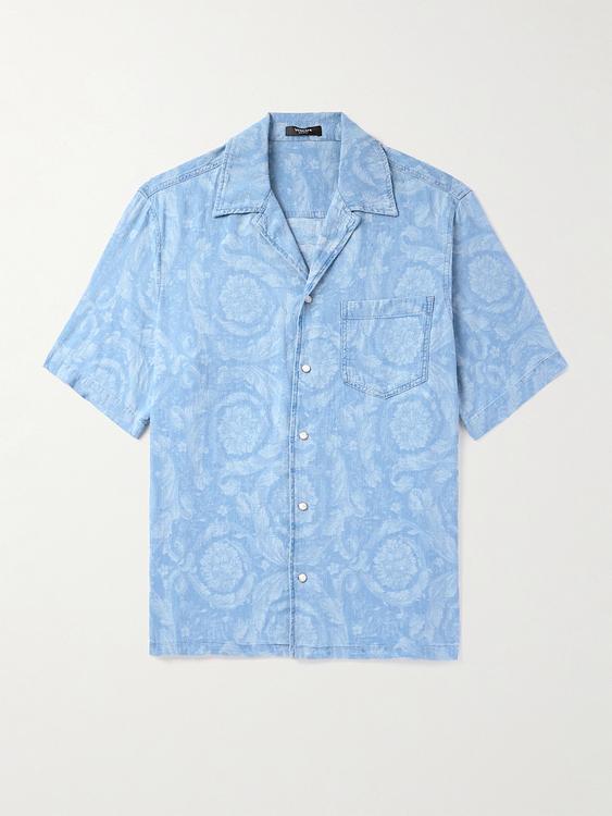 Light blue short sleeve shirt from Versace