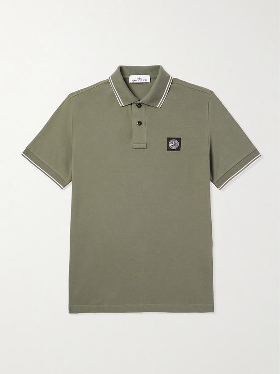 Taupe short sleeve polo shirt from Stone Island