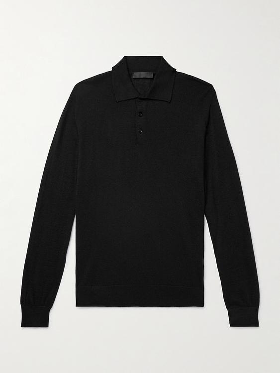Black long sleeve polo shirt from Saman Amel