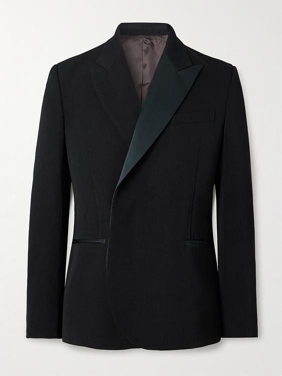 Black double-breasted tuxedo jacket from Wales Bonner