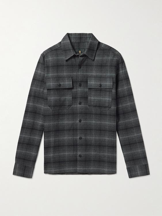 Checkered dark grey flannel shirt from Belstaff