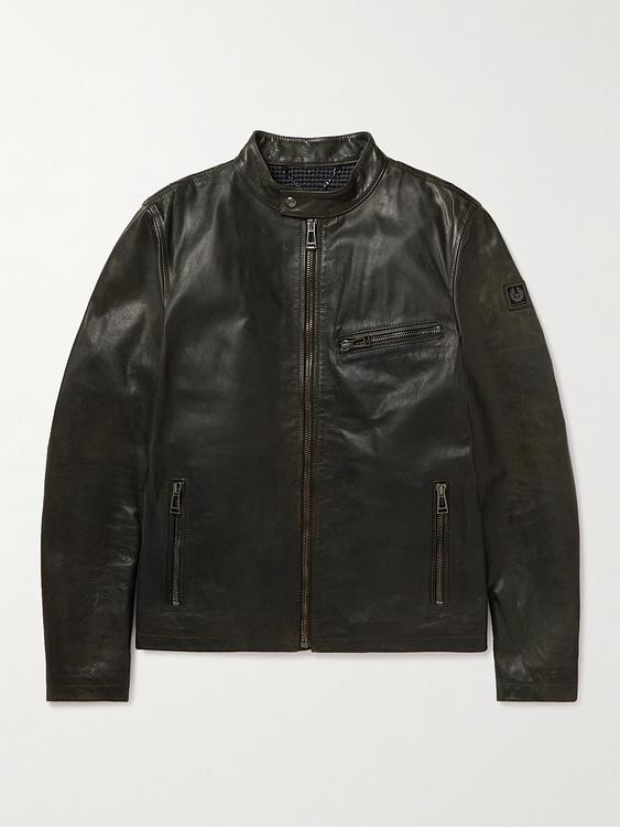 Dark green leather jacket from Belstaff