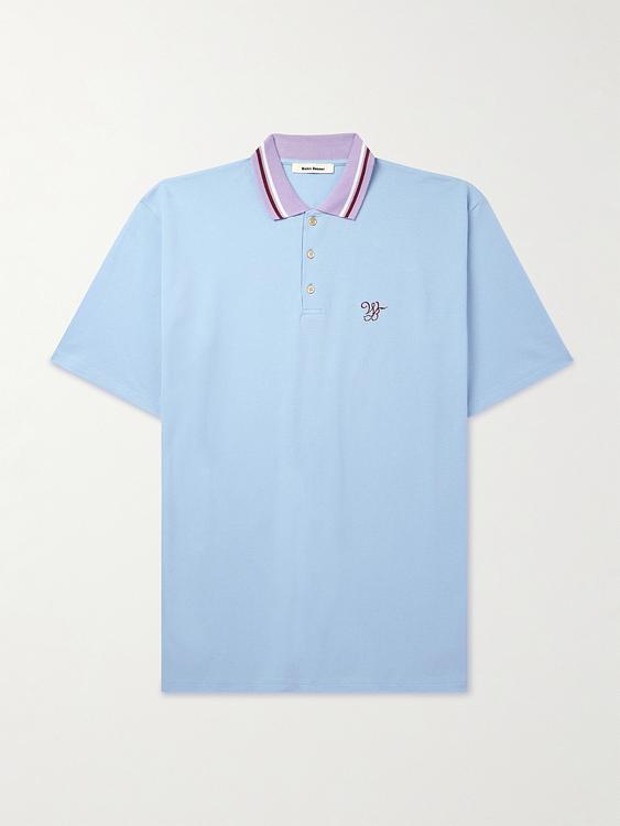Light blue short sleeve polo shirt from Wales Bonner