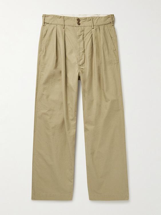 Taupe wide-leg casual trousers from RRL