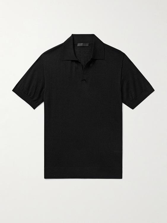 Black short sleeve polo shirt from Saman Amel