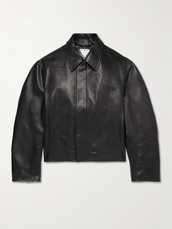 Black leather jacket from Bottega Veneta