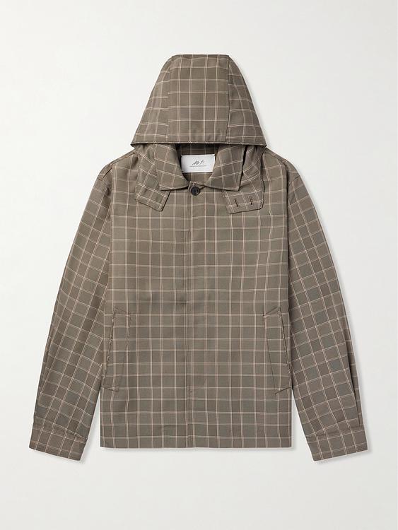 Checkered taupe hooded sweatshirt from Mr P.