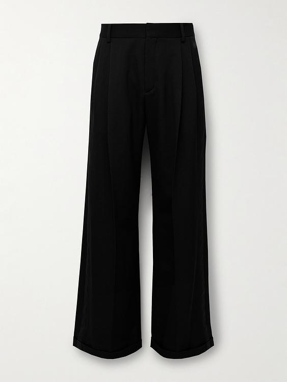 Black wide-leg formal trousers from Saint Laurent