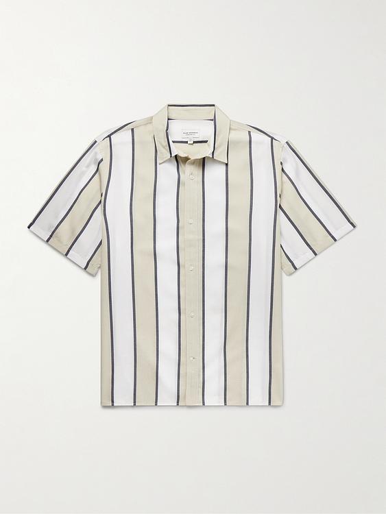 Striped white short sleeve shirt from Club Monaco