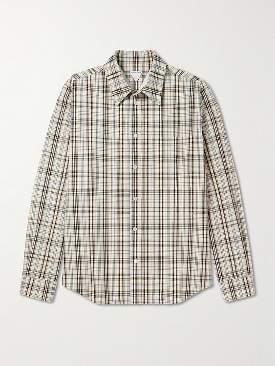 Checkered grey casual shirt from Bottega Veneta