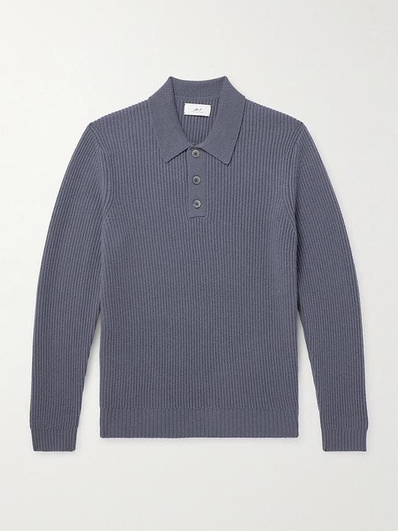 Grey long sleeve polo shirt from Mr P.