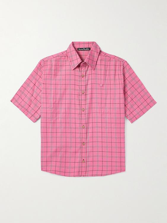 Checkered pink short sleeve shirt from Acne Studios